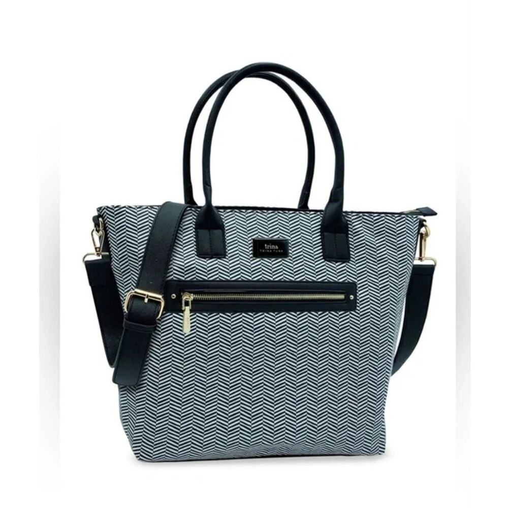 Trina Turk Tote Double Handled Black And White